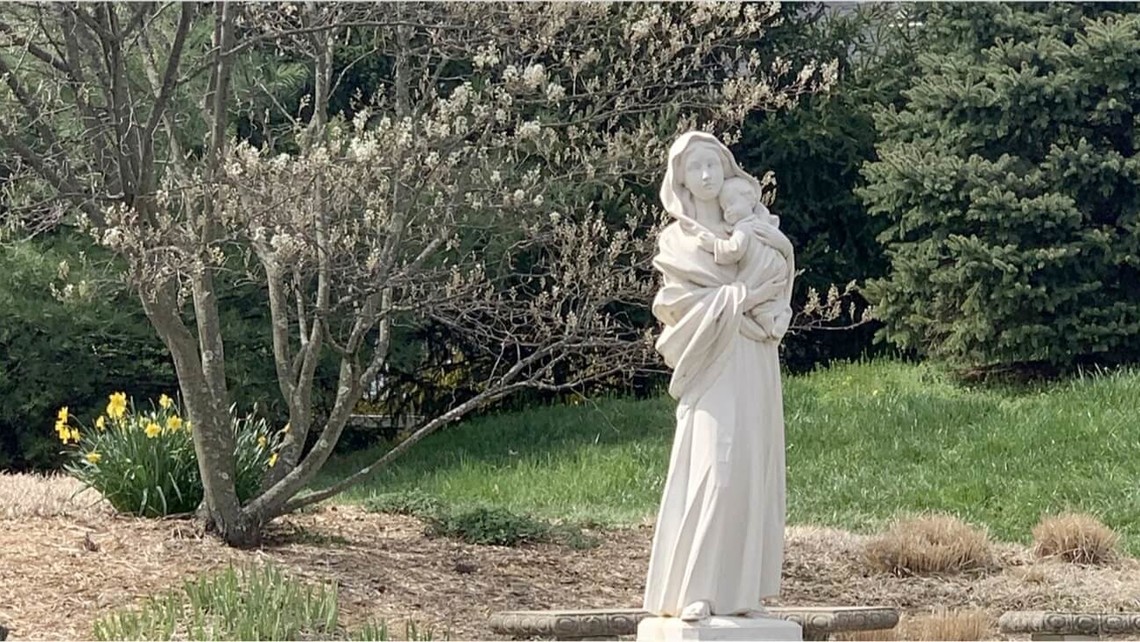 Statue Of Mary In Garden
